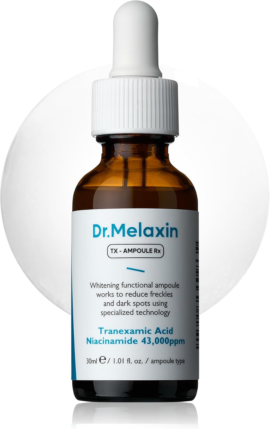 Dr. Melaxin Tx Ampoule Rx front view showing 30 milliliter glass bottle