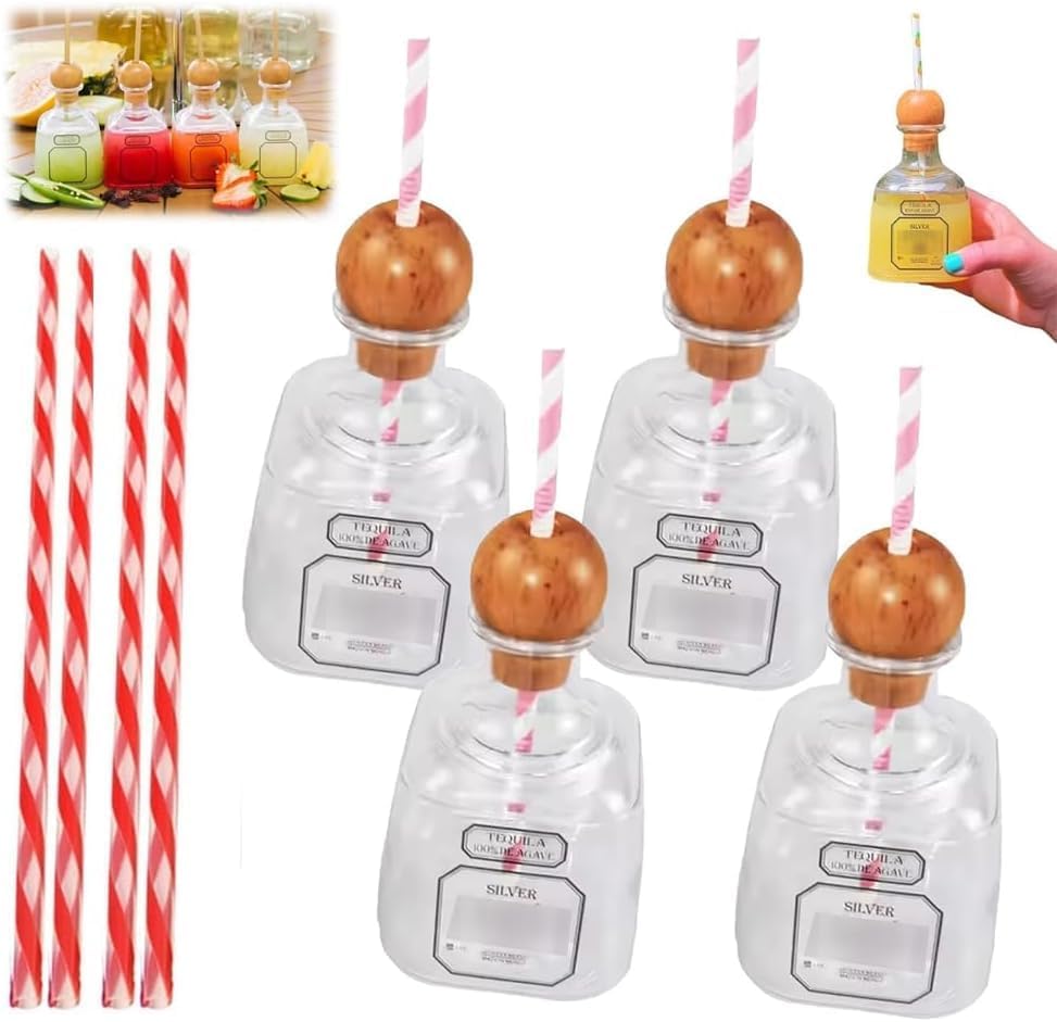 Defact Patron inspired reusable acrylic cups with straws front view