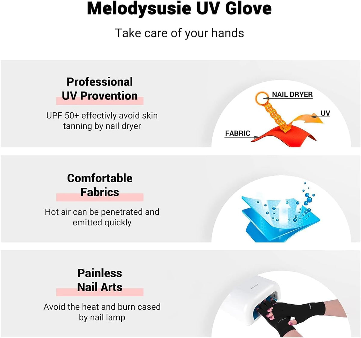 MelodySusie gel manicure gloves fabric close up