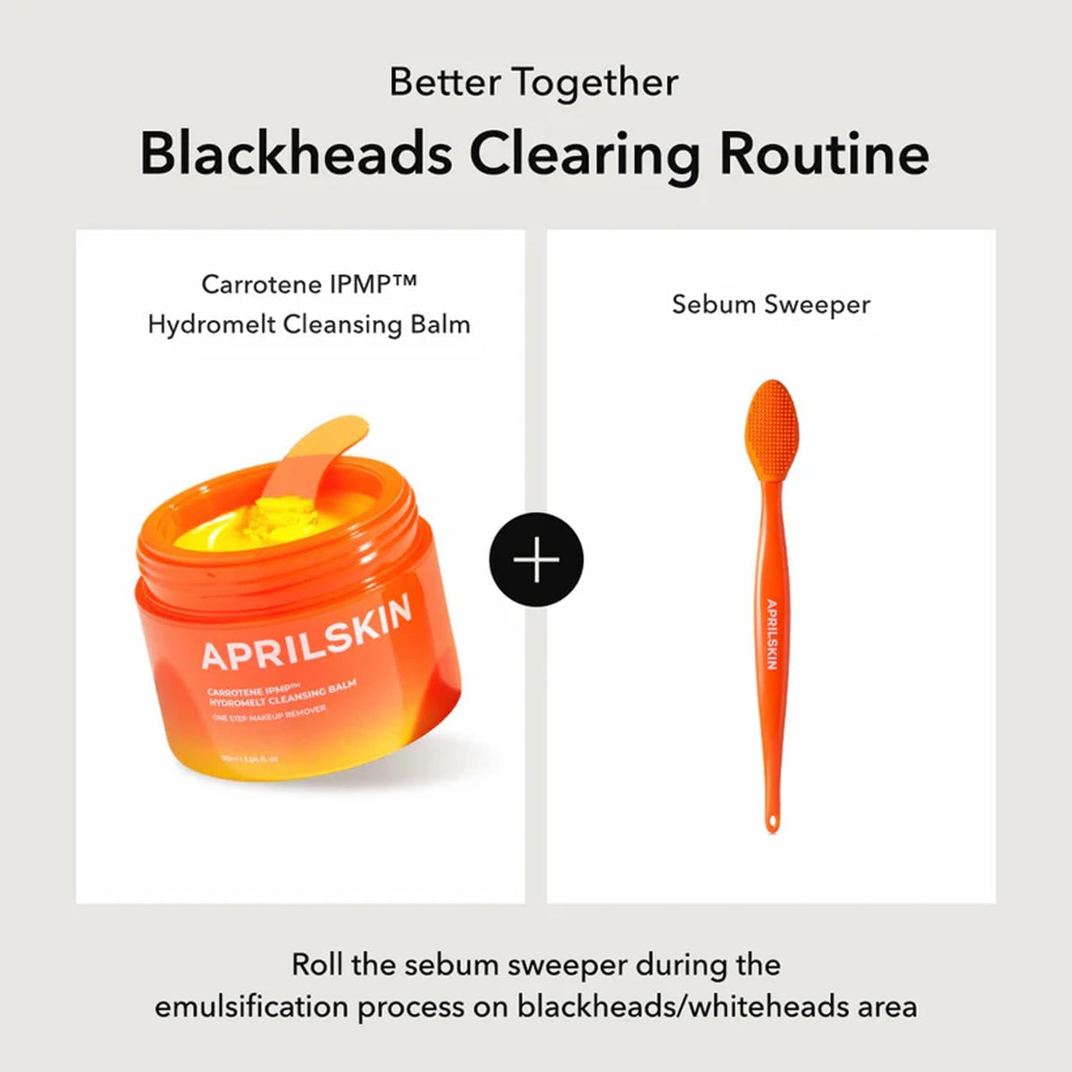 APRILSKIN Carrotene IPMP Hydromelt Cleansing Balm texture close up with included spatula tool.