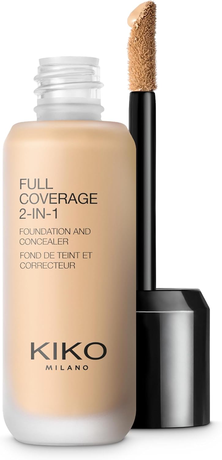 Kiko Milano Full Coverage 2 in 1 Foundation and Concealer front view cosmetic bottle