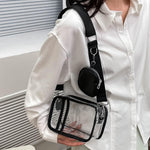 Lushandy transparent PVC crossbody purse side profile