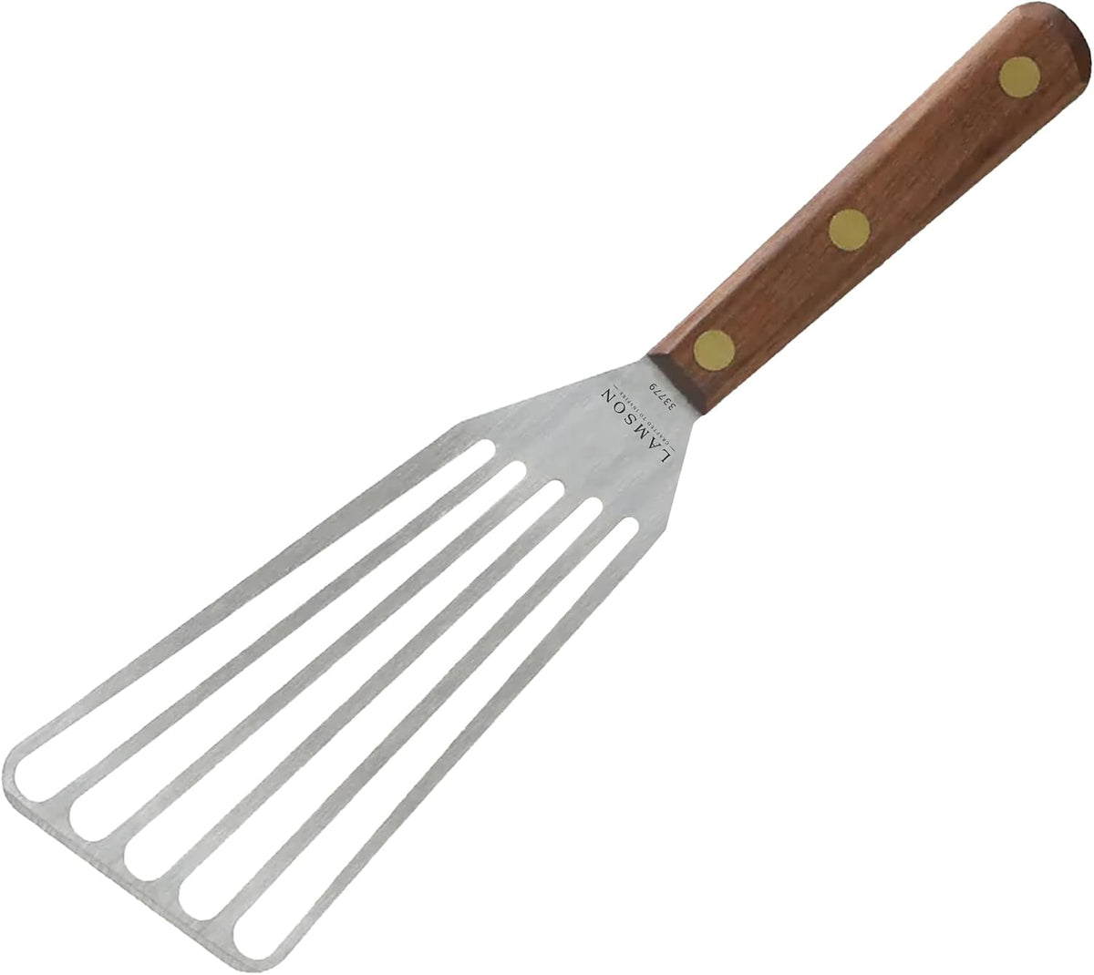 Lamson Slotted Fish Spatula - Flexible Stainless Steel Turner with Walnut Handle | Right-Hand Chef's Frying and Grilling Turner, 3" x 6", Made in USA - Image 11