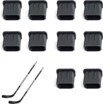 Pcmursal 10 Pieces Hockey Stick End Plugs front view showing durable black TPU rubber design.