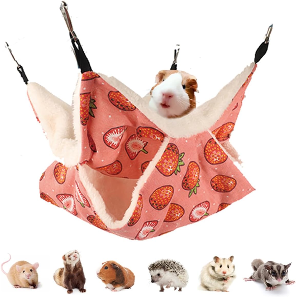 Leftstarer strawberry small animal hammock front view