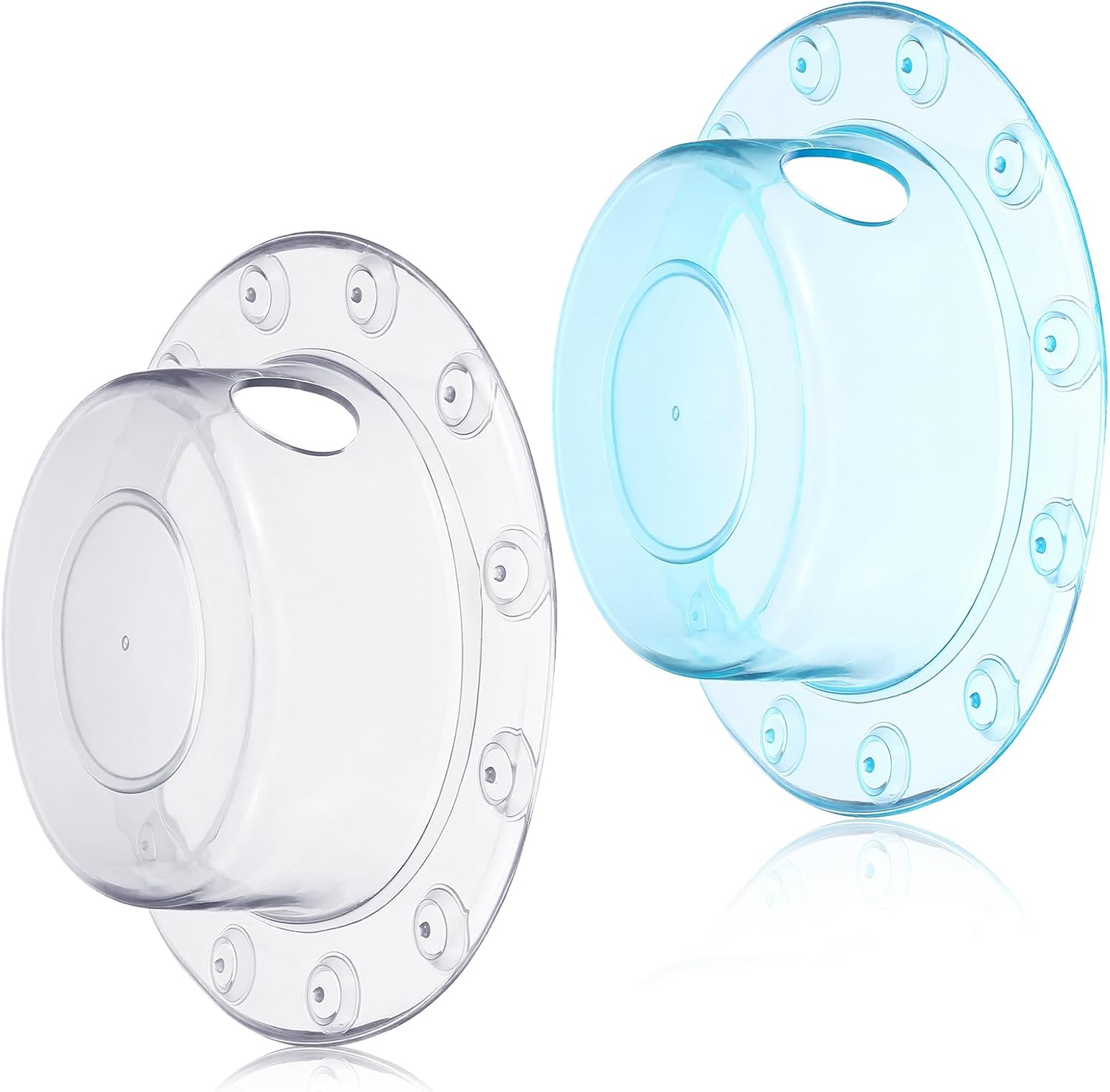 Neyauo bathtub overflow drain cover pack front view showing transparent and blue designs