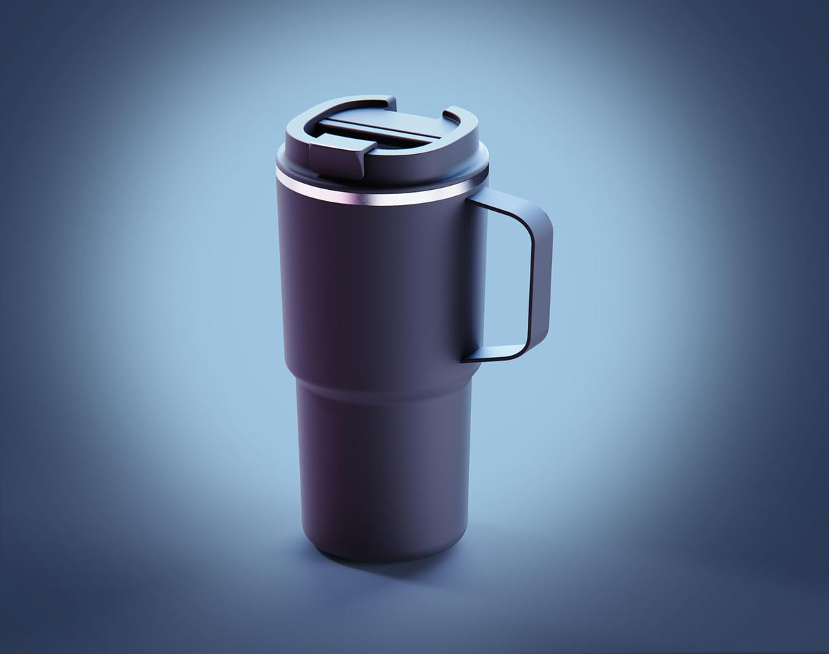 Asobu Black 22 Ounce Nitro Tumbler close-up of the spill-proof sip lid