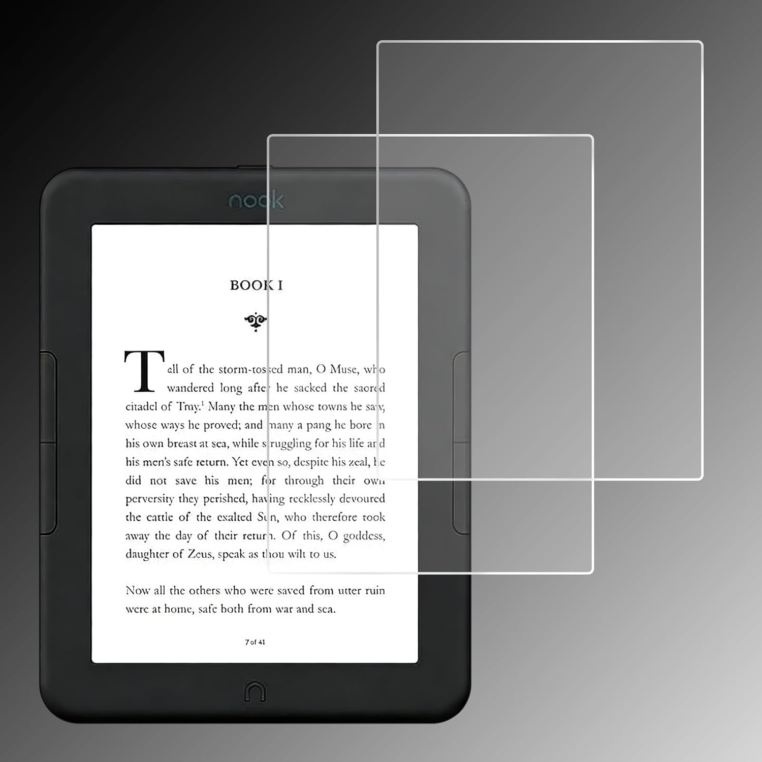 LaoShuSheng Anti Glare Screen Protector for Nook GlowLight 4 front view