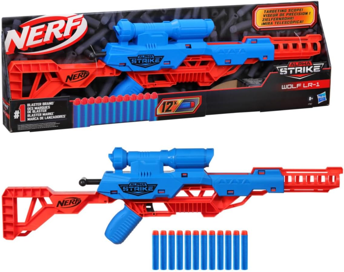 Nerf Alpha Strike Wolf LR-1 Blaster with Targeting Scope, 12 Nerf Darts, Toys for Kids Teens and Adults, Fun Gift Toy for Boys, Birthday Gift Toy for Kids Ages 8+ - Image 1