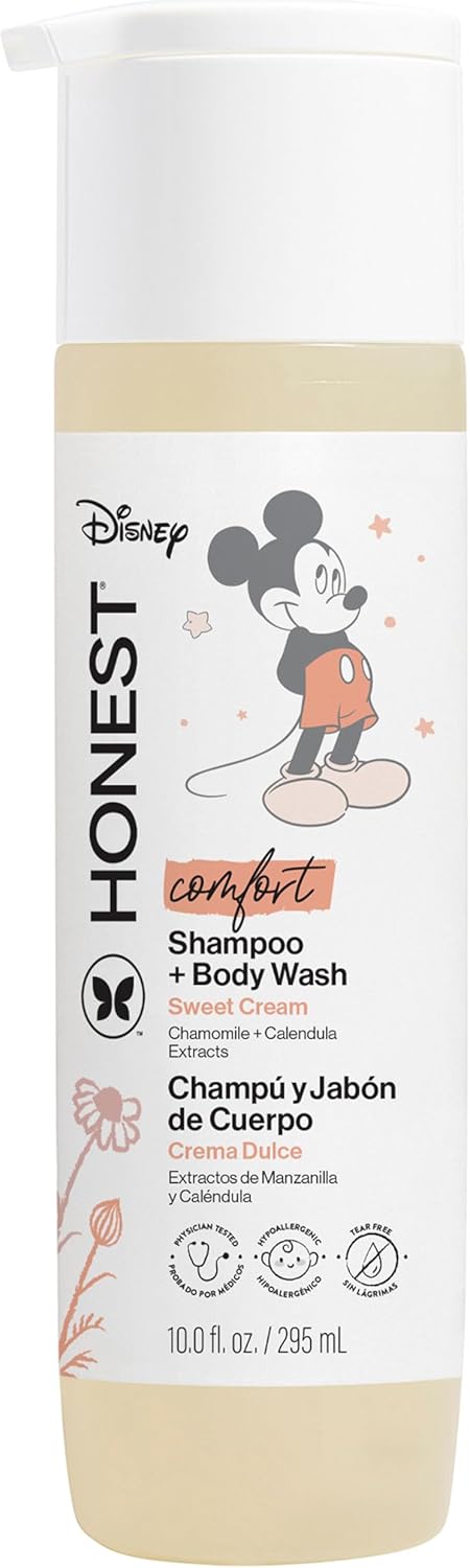 The Honest Company 2-in-1 Cleansing Shampoo Body Wash, Gentle Enough for Baby Dermatologist Tested Tear-free Hypoallergenic Disney’s Mickey Mouse Comfort Sweet Cream 10 fl oz - Image 1