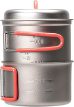 Evernew camping cookset nested with gas canister inside