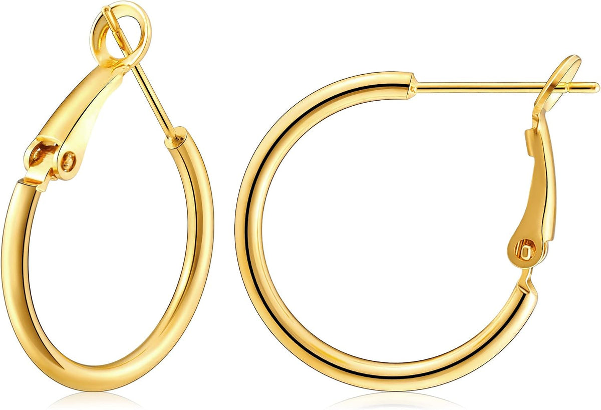 Gold Hoop Earrings for Women, 14K Gold Plated Thin Hoops | S925 Sterling Silver Post Hypoallergenic Hoop Earrings, Lightweight Minimalist Design, Classic Jewelry Gift for Women - Image 10
