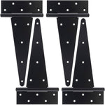 4 Inch T-Strap Gate Hinges, Shed Barn Door Hinges Heavy Duty, Black Tee Hinges for Wooden Fences, Yard Gate, Wrought Hardware Iron Rustproof (4 Pack/Set) - Image 12