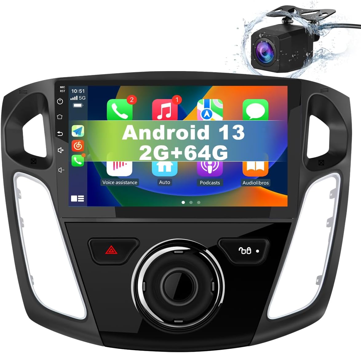 EagleNav 9 inch Android 13 stereo for Ford Focus front view