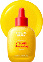 Close up of EQQUALBERRY anti-aging serum set packaging and text details