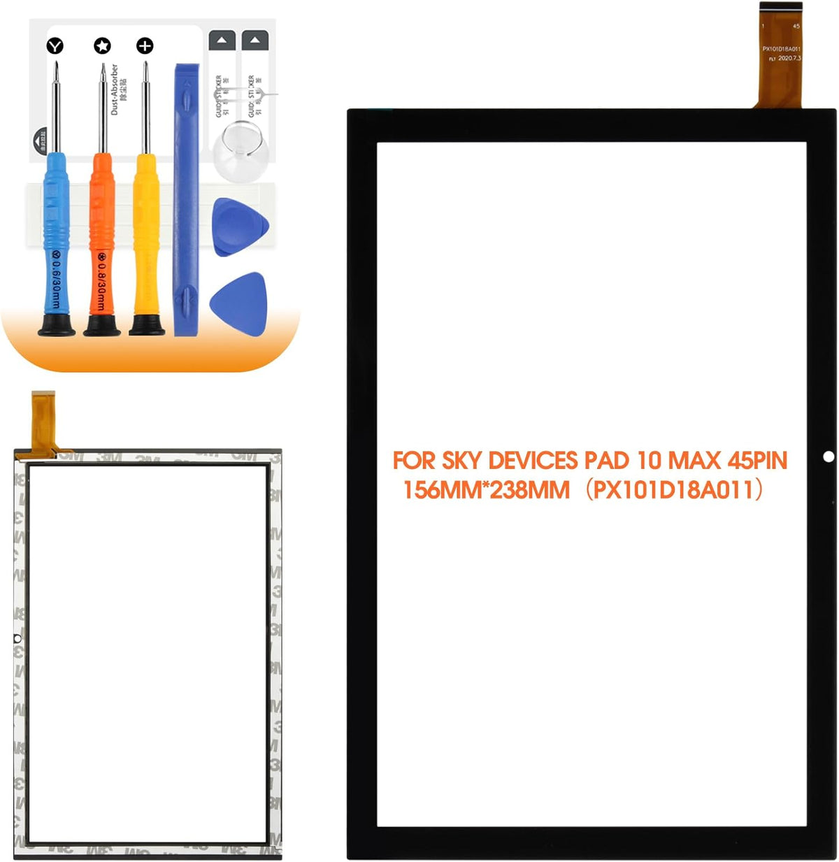 Agcut touch screen digitizer replacement for Sky Devices Pad 10 Max front view showing black glass panel.