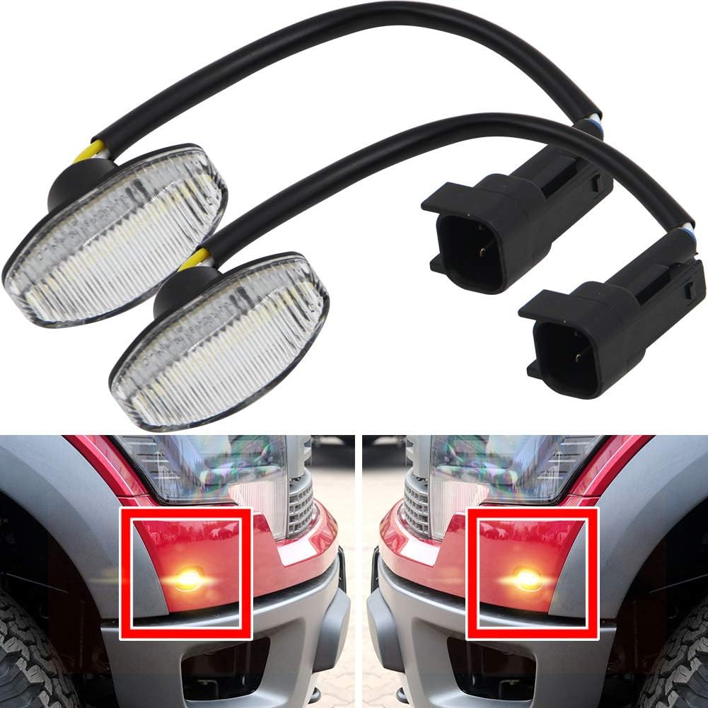 NJSBYL Ford F150 LED side marker lamps front view on truck fender flare