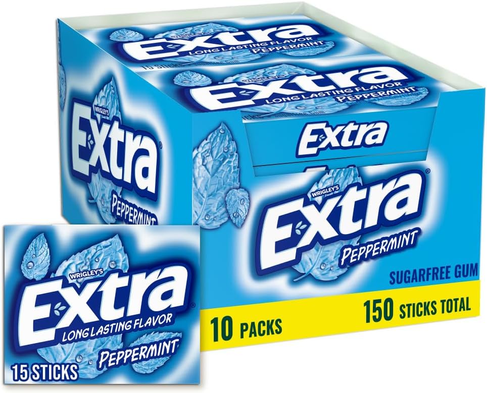 Extra Gum Spearmint Sugarfree Gum Bulk, Individually Wrapped, Perfect for Long Lasting Fresh Breath at School, Work & Travel 15 Count, Pack of 10 - Image 12