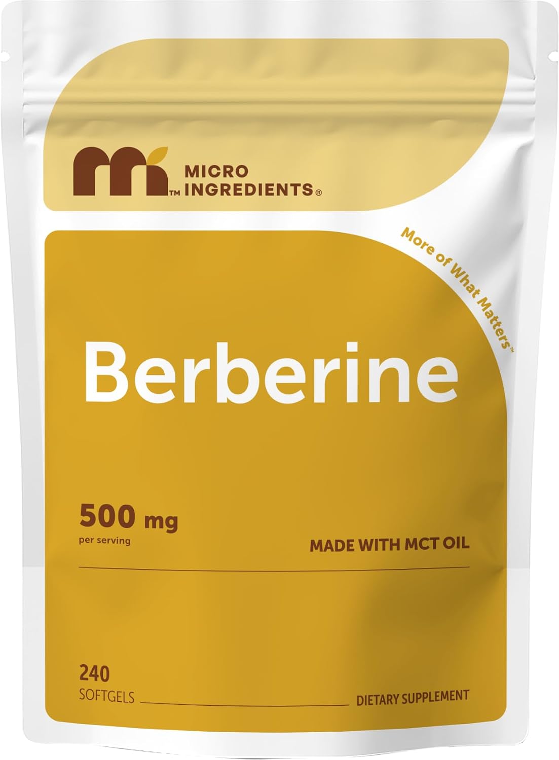 Micro Ingredients Berberine 500mg Softgels front pouch view
