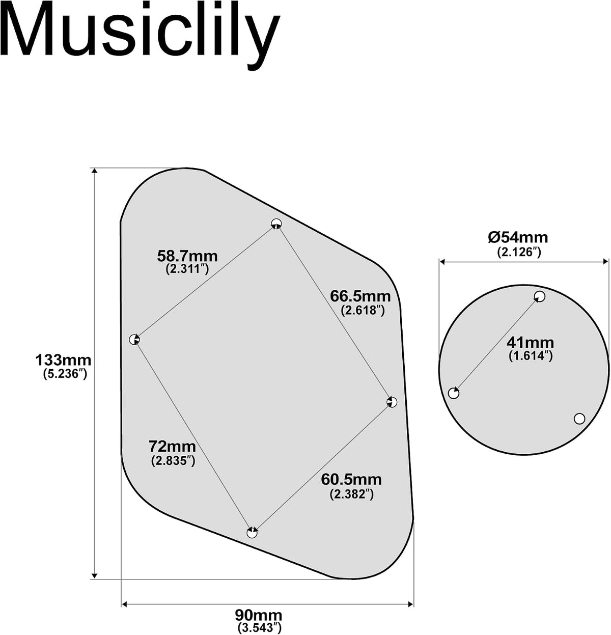 Musiclily white control cavity backplate and switch washer