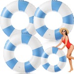 Foilswirl jumbo inflatable pool float front view blue and white stripes