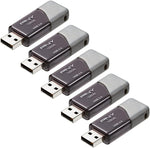 PNY Turbo Attache 3 128GB flash drive 5 pack front view showing grey sliding design