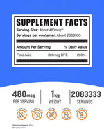 BulkSupplements Folic Acid Vitamin B9 powder packaging