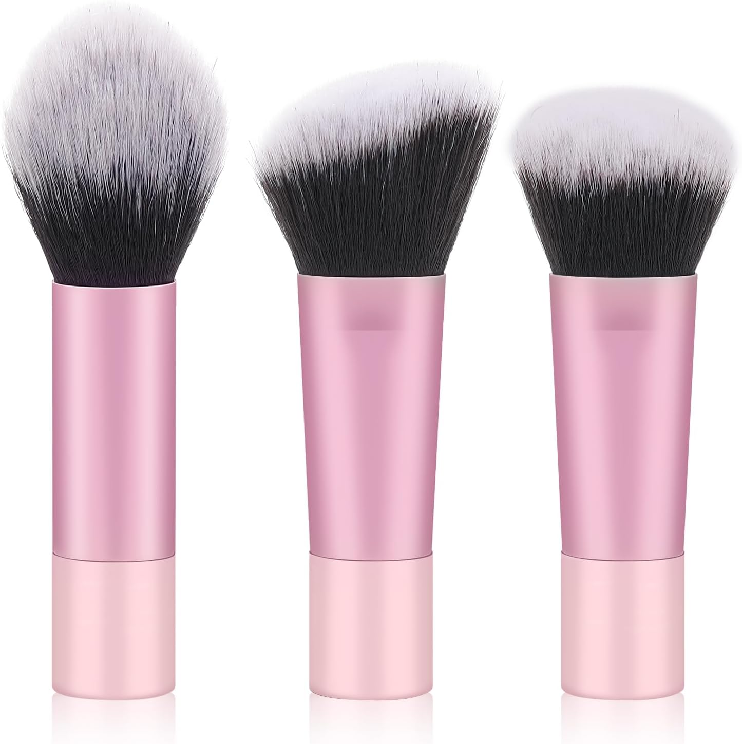 Yrarbil foundation contour powder brush set front view showing three premium pink mini brushes.