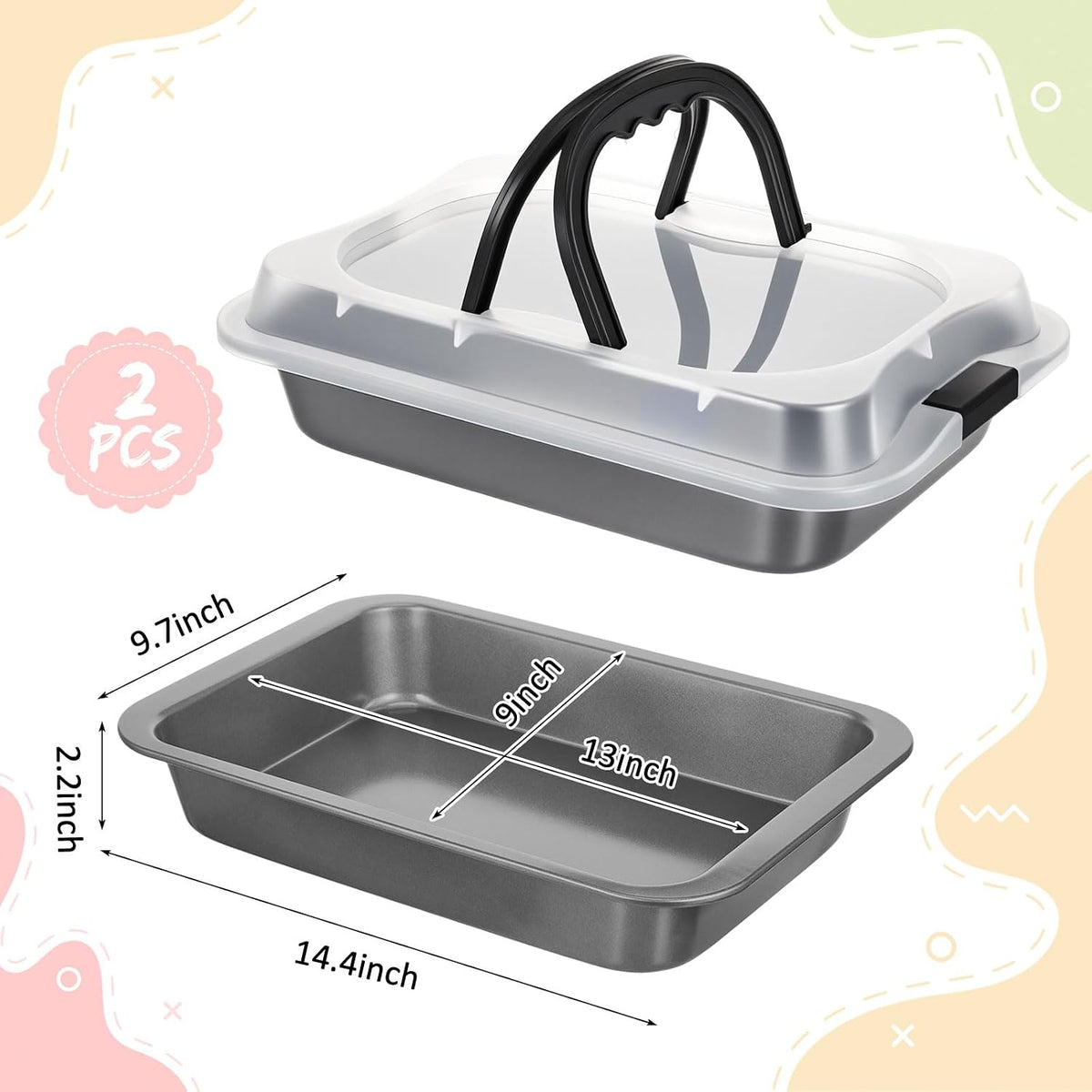 Qinyoung rectangular cake pan set angled view