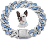 Pink Dog Necklace,Rhinestone Dog Chain Necklace Bling Diamond Cuban Link Dog chainCollars Glitter Puppy Necklace for Dogs xs Small Medium Large Pet 8in - Image 9