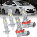 Generic LED headlight bulbs pack front view displaying four custom automotive upgrade lightbulbs