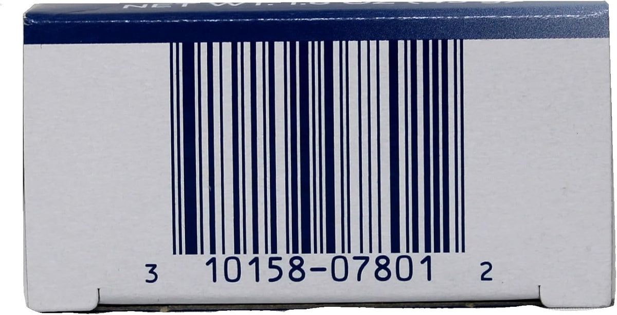 Side view of Poligrip powder denture adhesive
