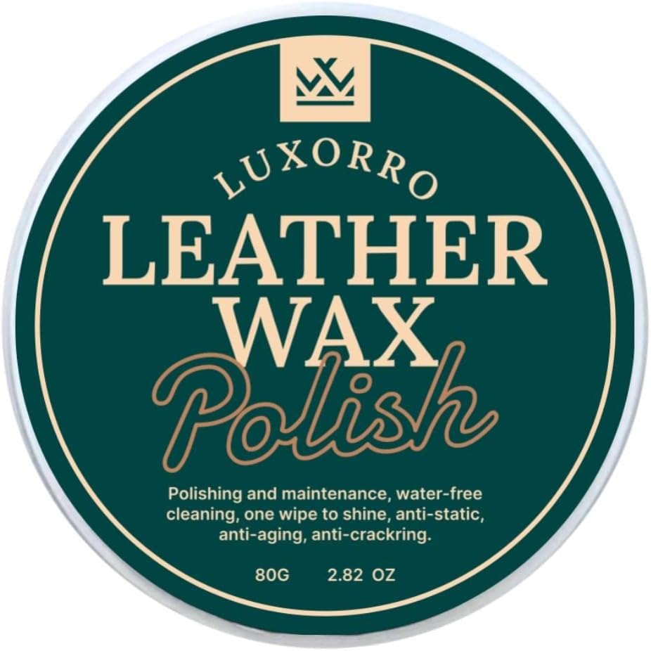 Luxorro Leather Wax Polish front view 2.82 ounce jar for leather care.