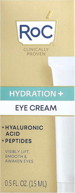 RoC hyaluronic acid and peptides eye cream packaging box details