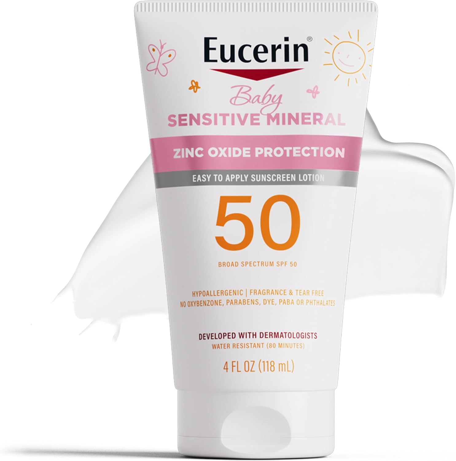 Eucerin Sun Sensitive Mineral Baby Sunscreen Lotion 4 Fluid Ounce front view