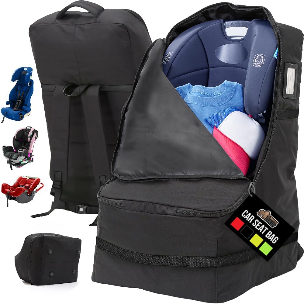 Gorilla Grip padded car seat travel bag front view black