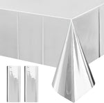Popoyu silver foil metallic tablecloth front view on table