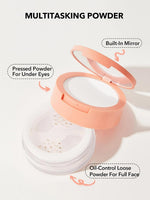 SHEGLAM dual compartment setting powder top pressed powder layer open with mirror