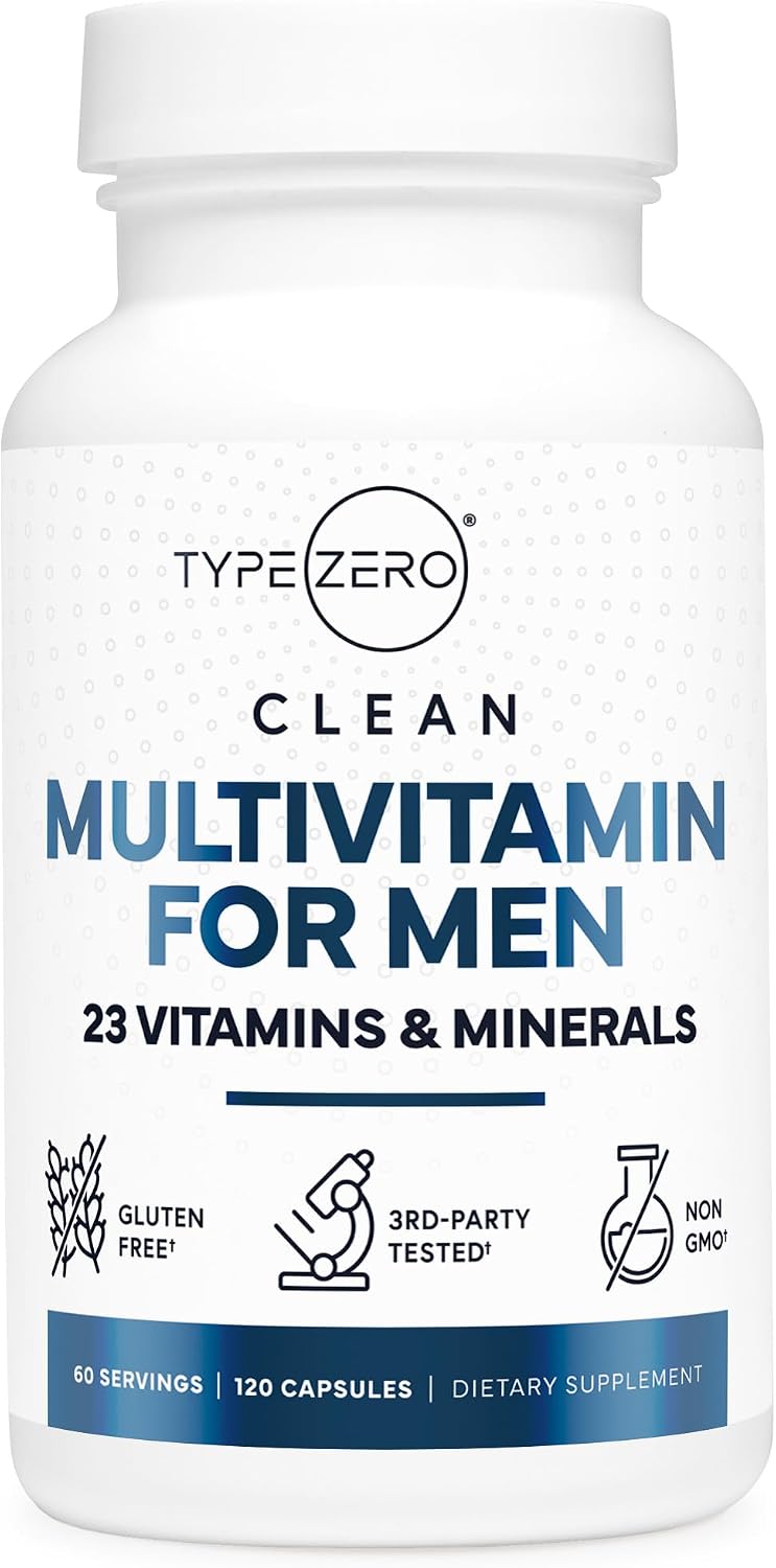 Type Zero multivitamin capsules for men front view bottle