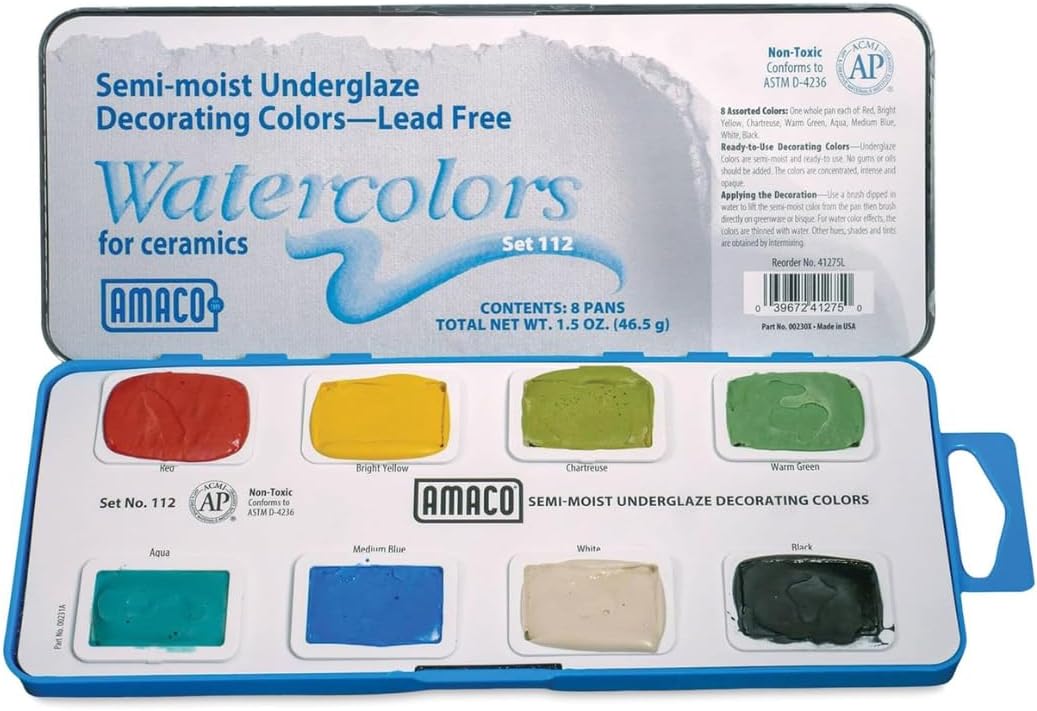 Amaco semi-moist underglazes set studio flat lay