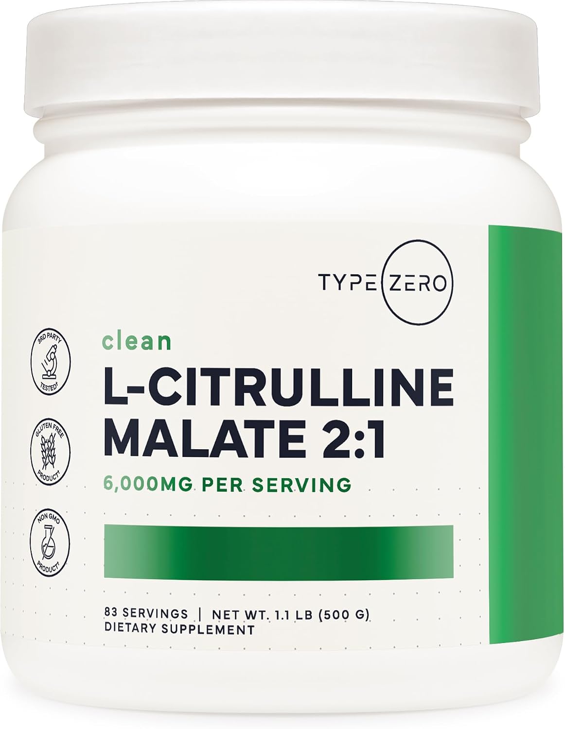 Type Zero clean L-citrulline malate powder front view container