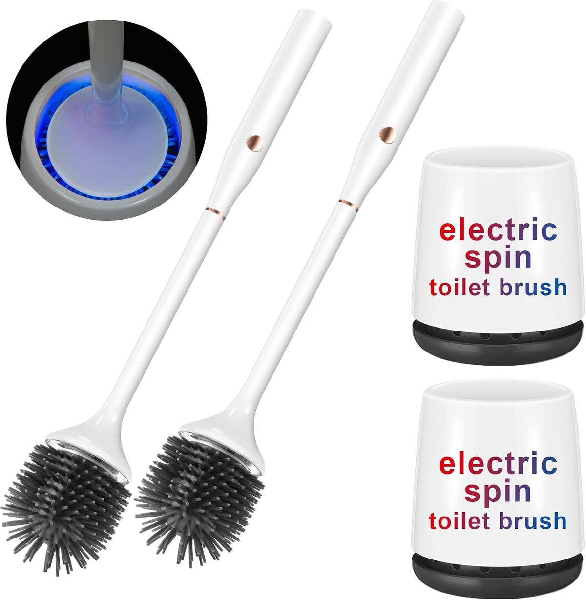 Ratolo electric toilet bowl brush front view with holder