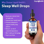 Liquid Health Sleep Well wild huckleberry flavor packaging and bottle close-up