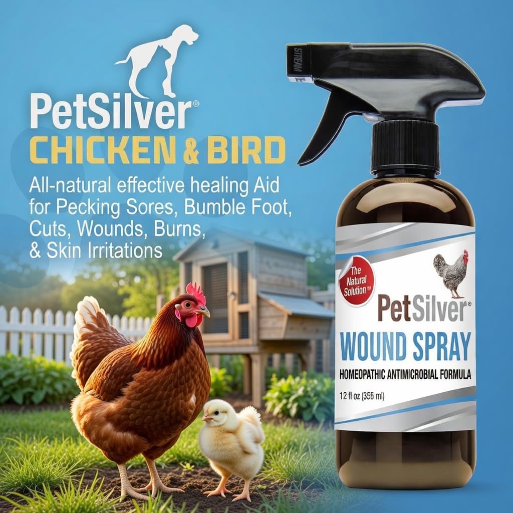 PetSilver backyard flock wound and skin care treatment spray bottle angled view