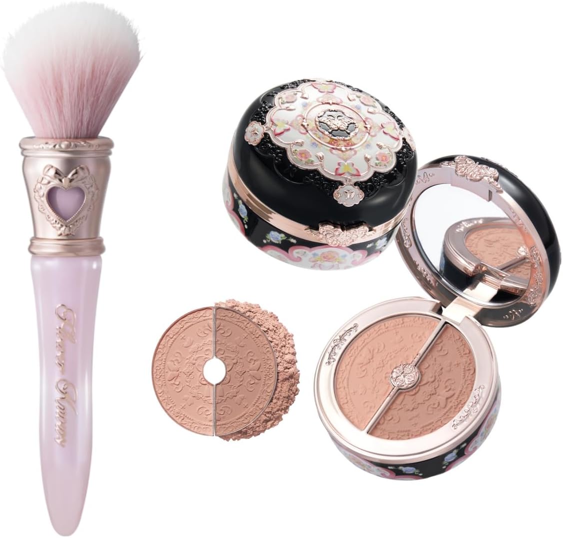 Flower Knows Butterfly Cloud Collar Rouge Box Blush & Contour Duo Powder+Bunny Garden Blush Brush - Image 1