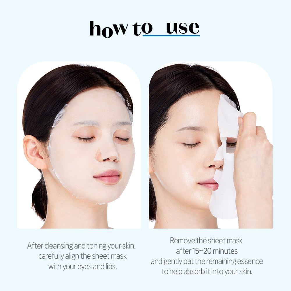 Etude skincare sheet mask applied smoothly onto the face for intense hydration