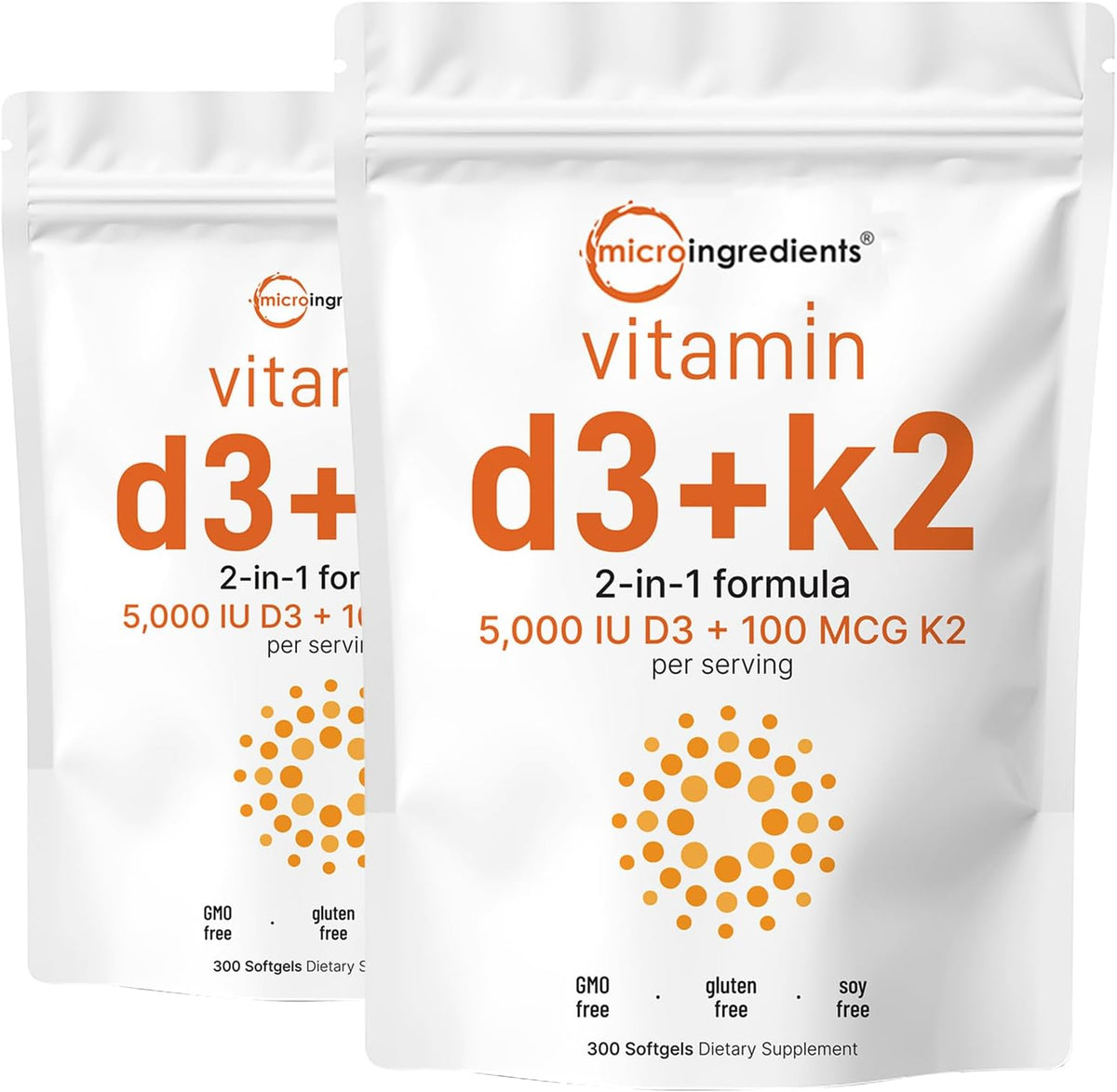 Micro Ingredients Vitamin D3 5,000 IU + K2 MK-7 100 mcg Per Serving, 90 Softgels | 2-in-1 D3 K2 Supplement | Easy-to-Swallow, Non-GMO, Gluten Free - Image 10