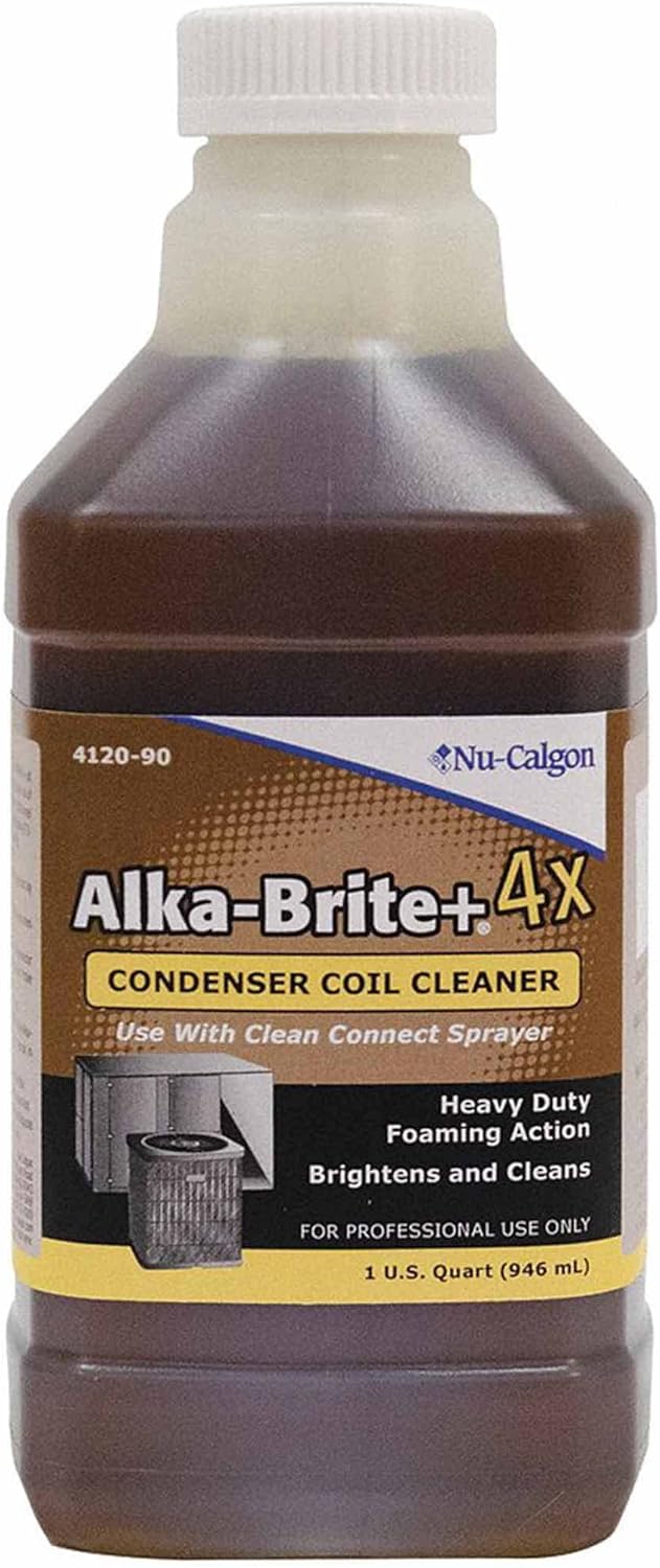 Nu-Calgon Alka-Brite Plus 4x Concentrate Coil Cleaner 1 Quart front view for HVAC maintenance