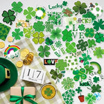 Assorted shamrock and clover vinyl stickers for crafts