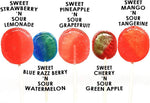 Tootsie Roll Charms lollipops assortment showing the five distinct sweet and sour flavor combinations.